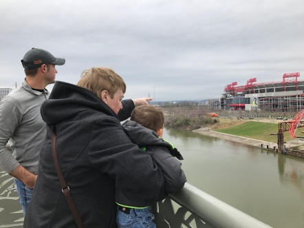 Looking over the Cumberland River, at the Nissan Stadium