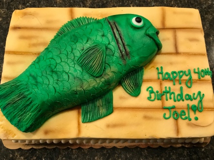 The fish cake, with extra buttercream frosting!