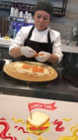 A savory pizza crepe