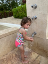 G loved the outdoor showers