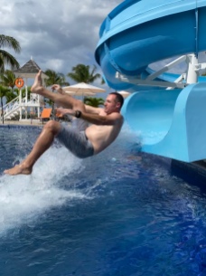 Dad is a waterslide pro. Look at that form.
